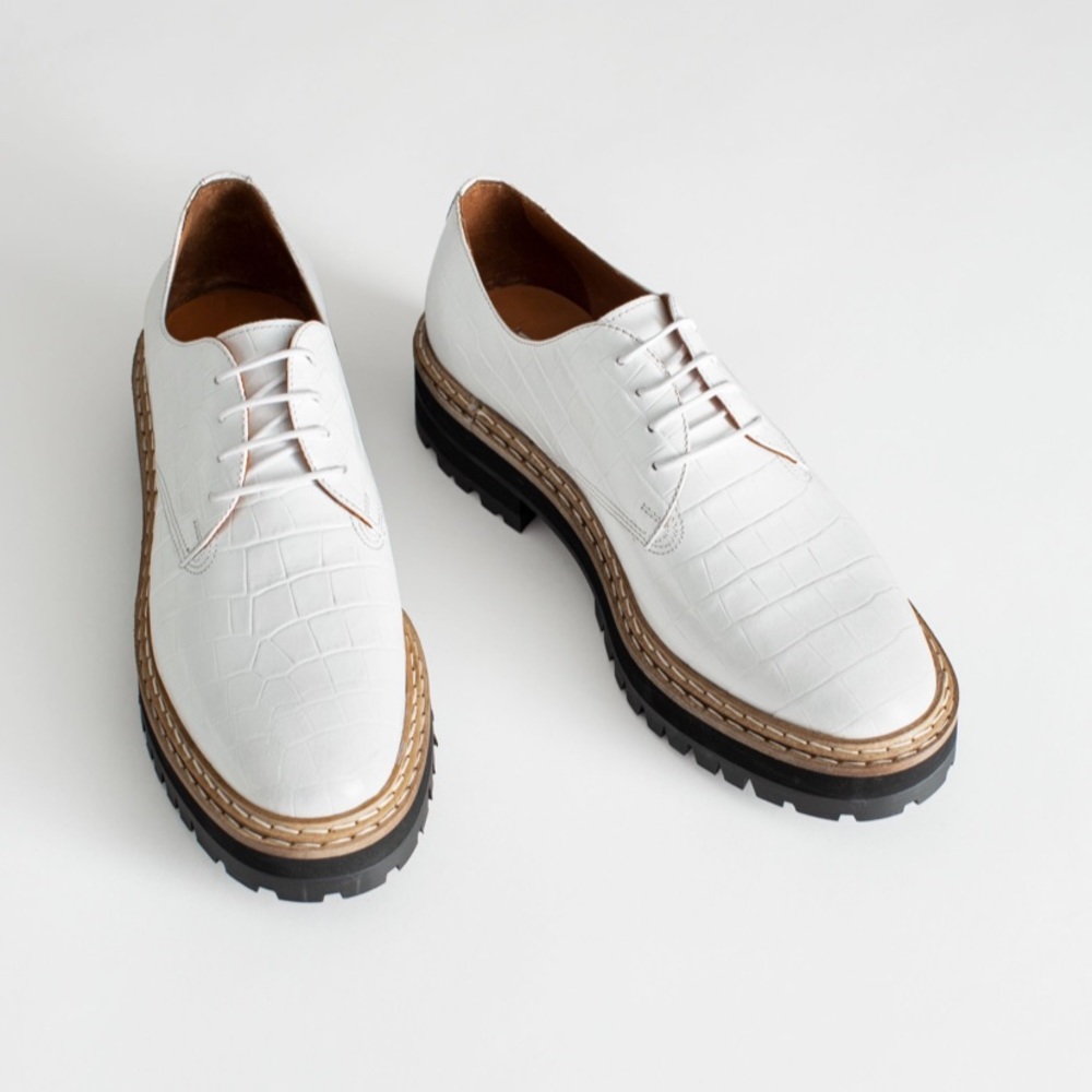 Platform leather croc oxfords & other stories
